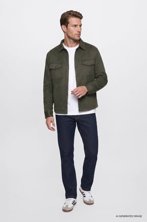 Regular Fit Normal Kesim Gömlek Yaka Cepli Bomber Ceket