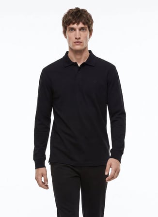 Dockers Siyah Erkek Regular Fit Uzun Kollu Polo T-Shirt D2620091001_Uzun Kollu T-shirt Polo