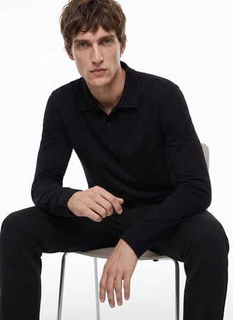 Dockers Siyah Erkek Regular Fit Uzun Kollu Polo T-Shirt D2620091001_Uzun Kollu T-shirt Polo