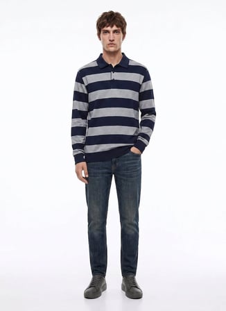 Dockers Lacivert Erkek Sweatshirt D2620090410_Polo Yaka Sweatshirt