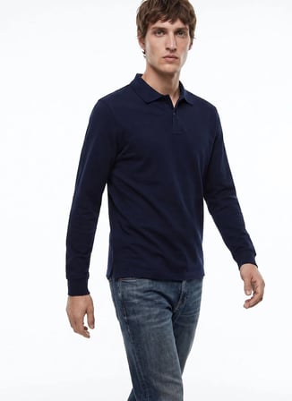 Dockers Lacivert Erkek Regular Fit Polo T-Shirt D2620091410_Uzun Kollu T-shirt Polo