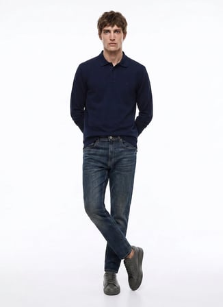 Dockers Lacivert Erkek Regular Fit Polo T-Shirt D2620091410_Uzun Kollu T-shirt Polo