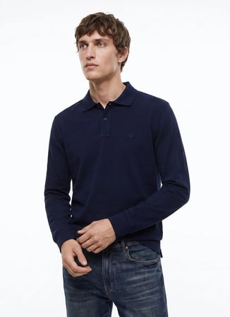 Dockers Lacivert Erkek Regular Fit Polo T-Shirt D2620091410_Uzun Kollu T-shirt Polo