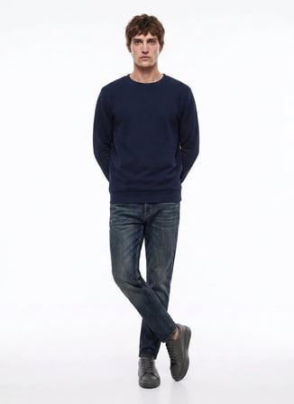 Dockers Lacivert Erkek Regular Fit Sweatshirt D2620148410_Small Logo Sweatshirt