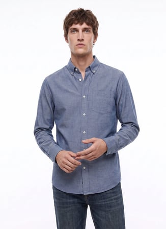 Dockers Lacivert Erkek Regular Fit Gömlek D2620159410_Diagonal Gömlek