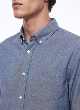 Dockers Lacivert Erkek Regular Fit Gömlek D2620159410_Diagonal Gömlek