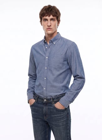 Dockers Lacivert Erkek Regular Fit Gömlek D2620159410_Diagonal Gömlek