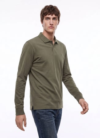 Dockers Haki Erkek Uzun Kollu Polo T-Shirt D2620091801_Uzun Kollu T-shirt Polo