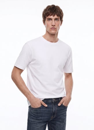 Dockers Beyaz Erkek Regular Fit T-Shirt D2620078989_Small Logo T-shirt