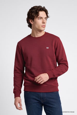 Regular Fit Normal Kesim %100 Pamuk Bisiklet Yaka İçi Polarlı Bordo Sweatshirt