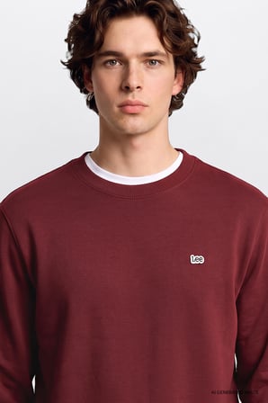 Regular Fit Normal Kesim %100 Pamuk Bisiklet Yaka İçi Polarlı Bordo Sweatshirt