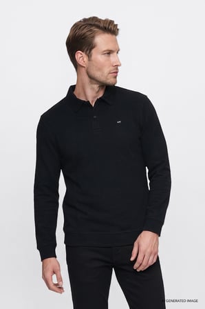 Pamuklu Selanik Regular Fit Normal Kesim Polo Yaka Sweatshirt