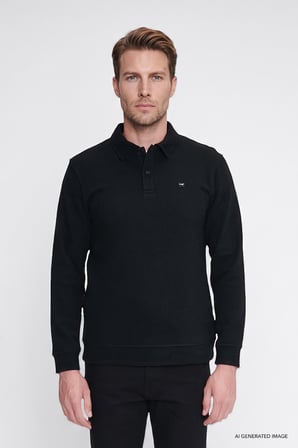 Pamuklu Selanik Regular Fit Normal Kesim Polo Yaka Sweatshirt