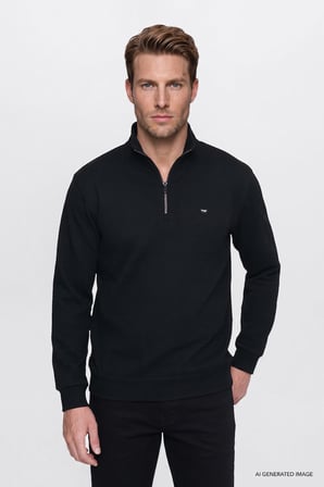 Yumuşak Dokulu Regular Fit Normal Kesim Fermuarlı Dik Yaka Sweatshirt