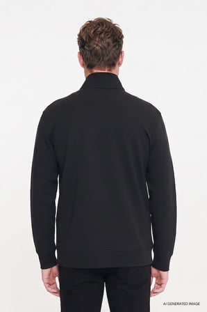 Pamuklu Regular Fit Normal Kesim Fermuarlı Dik Yaka Logo Detaylı Sweatshirt