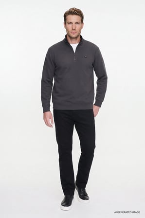 Wrangler Selanik Half Zip Erkek Sweatshirt W2620081035