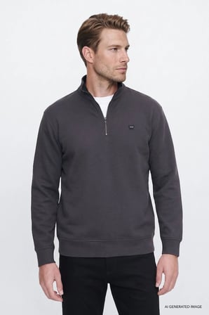 Wrangler Selanik Half Zip Erkek Sweatshirt W2620081035