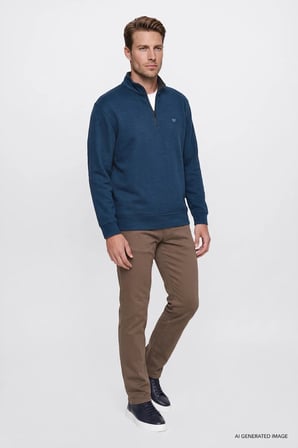 Wrangler Selanik Half Zip Erkek Sweatshirt W2620081406