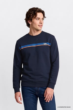 Lee Erkek Logolu Lacivert Sweatshirt - L2620151411