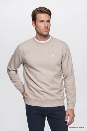 Pamuklu Selanik Regular Fit Normal Kesim Bisiklet Yaka Sweatshirt
