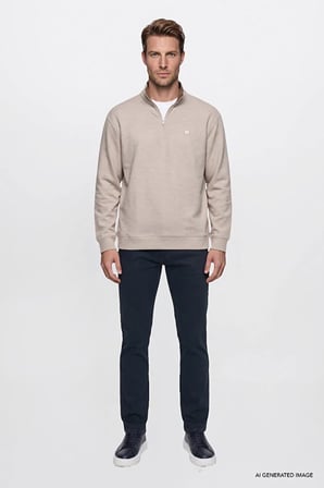 Pamuklu Selanik Regular Fit Normal Kesim Fermuarlı Dik Yaka Sweatshirt