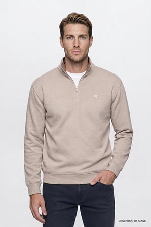 Pamuklu Selanik Regular Fit Normal Kesim Fermuarlı Dik Yaka Sweatshirt