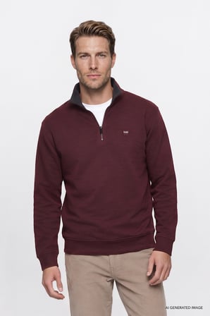 Pamuklu Selanik Regular Fit Normal Kesim Fermuarlı Dik Yaka Sweatshirt