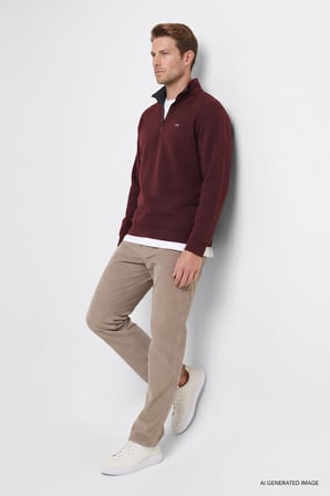 Pamuklu Selanik Regular Fit Normal Kesim Fermuarlı Dik Yaka Sweatshirt