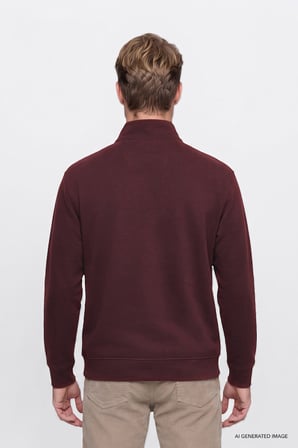 Pamuklu Selanik Regular Fit Normal Kesim Fermuarlı Dik Yaka Sweatshirt