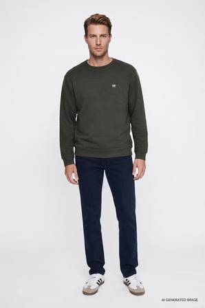 Pamuklu Selanik Regular Fit Normal Kesim Bisiklet Yaka Sweatshirt