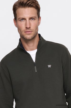 Pamuklu Selanik Regular Fit Normal Kesim Fermuarlı Dik Yaka Sweatshirt