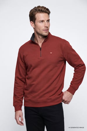 Pamuklu Selanik Regular Fit Normal Kesim Fermuarlı Dik Yaka Sweatshirt