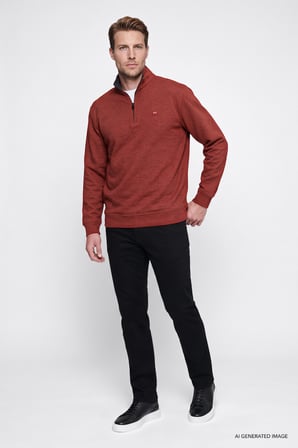 Pamuklu Selanik Regular Fit Normal Kesim Fermuarlı Dik Yaka Sweatshirt