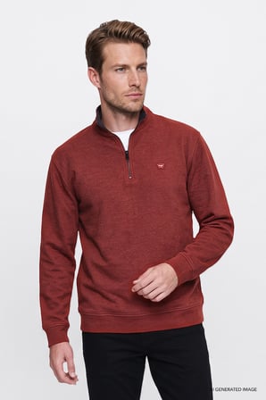 Pamuklu Selanik Regular Fit Normal Kesim Fermuarlı Dik Yaka Sweatshirt