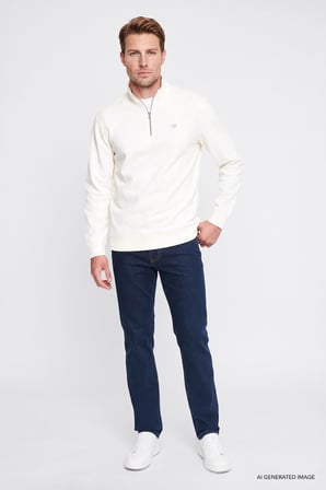 Pamuklu Regular Fit Normal Kesim Fermuarlı Dik Yaka Logo Detaylı Sweatshirt