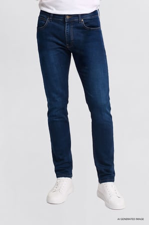 Luke Slim Fit Dar Kesim Normal Bel Dar Paça Pamuklu Esnek Mavi Jean Denim Pantolon