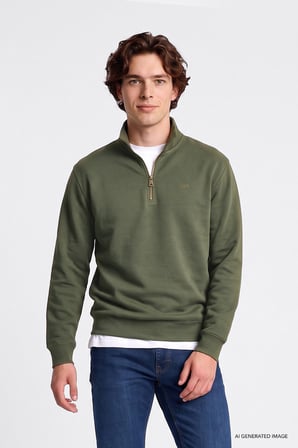 Regular Fit Normal Kesim Kapüşonlu Fermuarlı Lacivert Sweatshirt Ceket