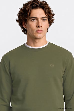 Regular Fit Normal Kesim Bisiklet Yaka Baskılı Lacivert Sweatshirt