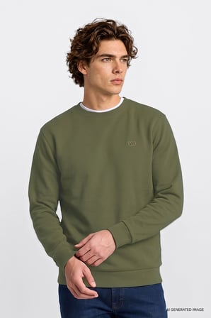Regular Fit Normal Kesim Bisiklet Yaka Baskılı Lacivert Sweatshirt