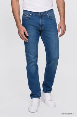 Texas Straight Fit Normal Bel Düz Paça Koyu Mavi Pamuklu Esnek Denim Jean Pantolon