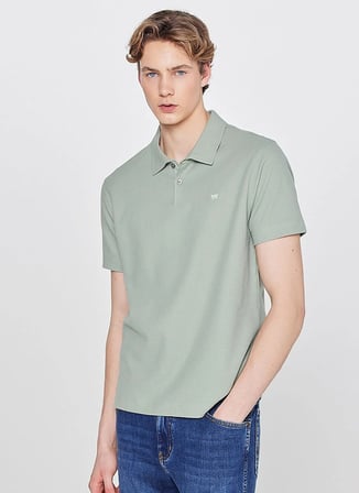 Wrangler Turkuaz Erkek Regular Fit Logo Baskılı Polo T-Shirt W2610158306 Erkek Polo T-shirt