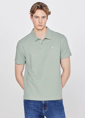 Wrangler Turkuaz Erkek Regular Fit Logo Baskılı Polo T-Shirt W2610158306 Erkek Polo T-shirt