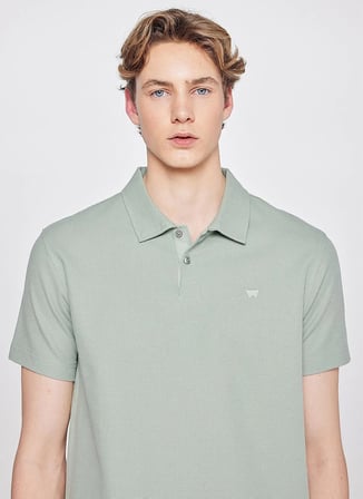Wrangler Turkuaz Erkek Regular Fit Logo Baskılı Polo T-Shirt W2610158306 Erkek Polo T-shirt