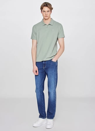 Wrangler Turkuaz Erkek Regular Fit Logo Baskılı Polo T-Shirt W2610158306 Erkek Polo T-shirt