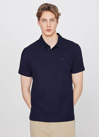 Wrangler Lacivert Erkek Regular Fit Logo Baskılı Polo T-Shirt W2610158410 Erkek Polo T-shirt
