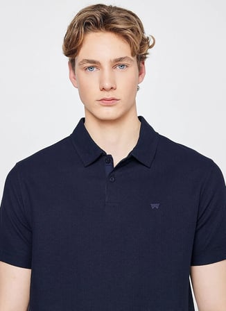 Wrangler Lacivert Erkek Regular Fit Logo Baskılı Polo T-Shirt W2610158410 Erkek Polo T-shirt