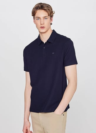Wrangler Lacivert Erkek Regular Fit Logo Baskılı Polo T-Shirt W2610158410 Erkek Polo T-shirt
