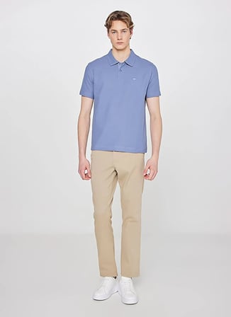 Wrangler Mavi Erkek Regular Fit Logo Baskılı Polo T-Shirt W2610158TF Erkek Polo T-shirt