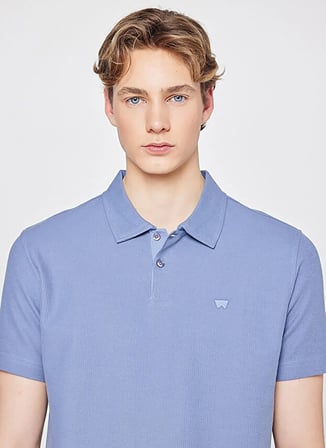 Wrangler Mavi Erkek Regular Fit Logo Baskılı Polo T-Shirt W2610158TF Erkek Polo T-shirt