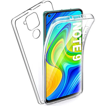 Xiaomi Redmi Note 9 Uyumlu Ön Arka 360 Tam Koruma Şeffaf Soft Silikon Kılıf